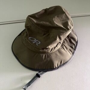 Outdoor Research Hat Unisex L Brown Sun Bucket Sombrero Hiking Fishing Drawstrin